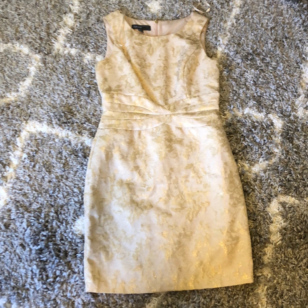 gold + cream cocktail dress